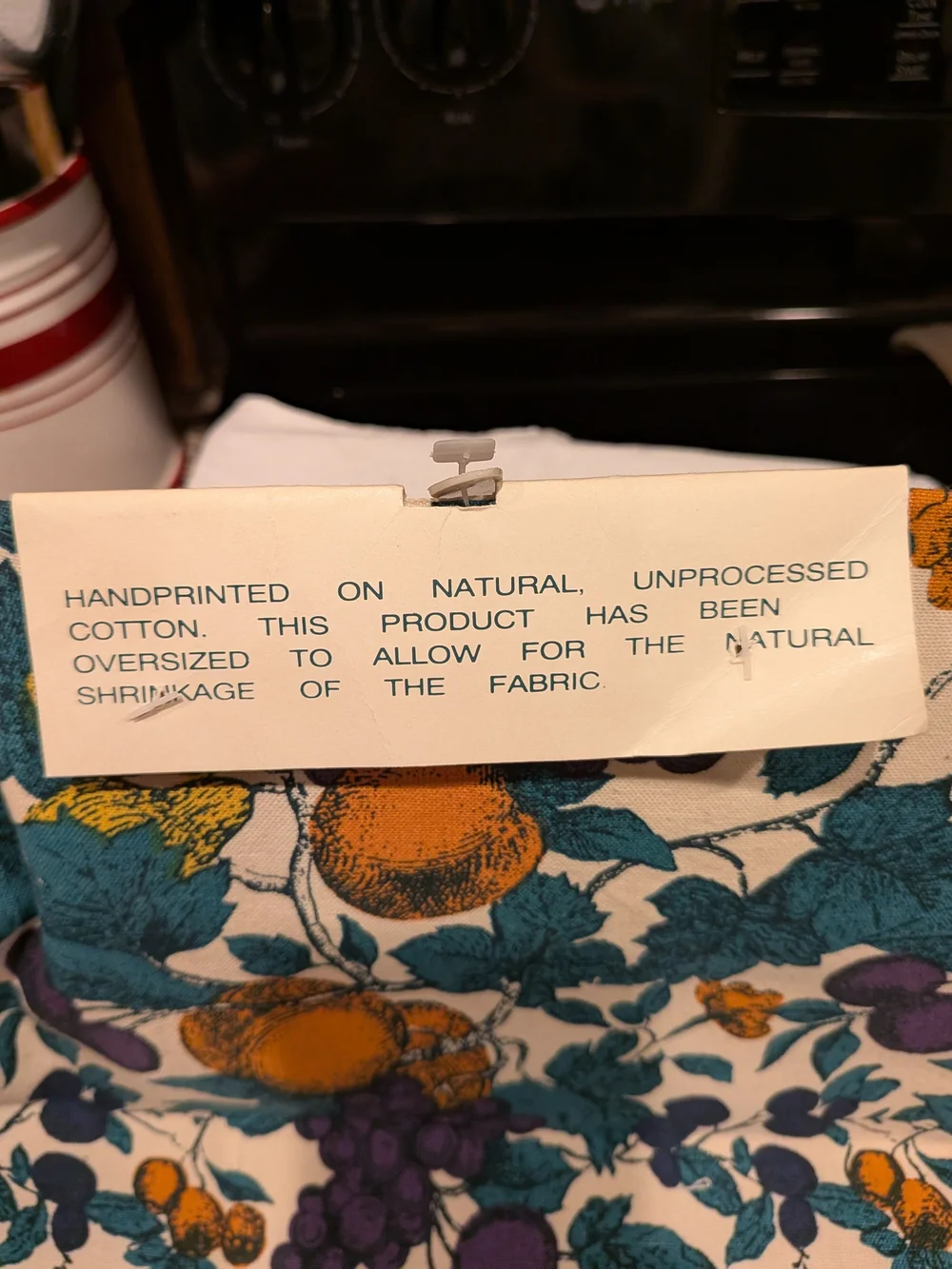KISMET Cotton Kitchen Towel in Teal, Purple & Orange Fruit NWT New Old Stock